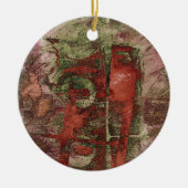 色彩の鮮やか落秋グランジ赤緑錆 セラミックオーナメント (正面)
