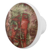 色彩の鮮やか落秋グランジ赤緑錆 セラミックノブ (右)