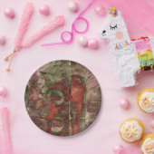 色彩の鮮やか落秋グランジ赤緑錆 ペーパープレート (パーティー)