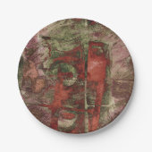 色彩の鮮やか落秋グランジ赤緑錆 ペーパープレート (正面)