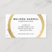 色彩の鮮やか金ゴールドサークル鍼治療，ヒーラー，ウェルネス 名刺 (裏面)