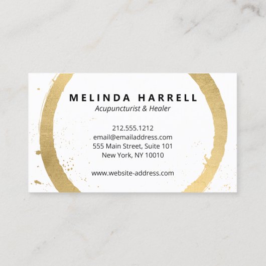 色彩の鮮やか金ゴールドサークル鍼治療，ヒーラー，ウェルネス 名刺 (裏面)