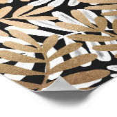 色彩の鮮やか金ゴールド白葉水色模様 ポスター (角)