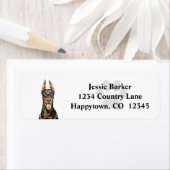 色彩の鮮やか(犬)ドーベルマン・ピンシェル差出人住所ラベル ラベル (インサイチュ)