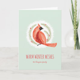 色彩の鮮やか（鳥）ショウジョウコウカンチョウリース折り畳みウィンターホリデーカード シーズンカード