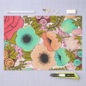 色彩の鮮やかArt Flowers Art Journal Gift Wrap Wrapping 薄葉紙 (クラフト)