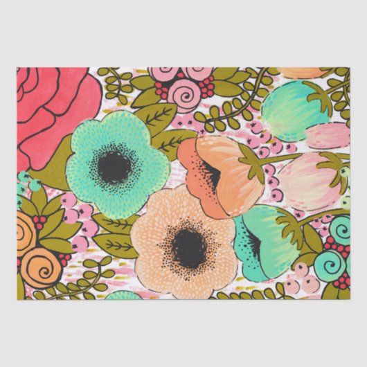 色彩の鮮やかArt Flowers Art Journal Gift Wrap Wrapping 薄葉紙 (正面)