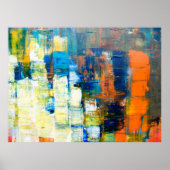 色彩の鮮やかcanvasテクスチャCaの赤と青のシェーディング ポスター (正面)