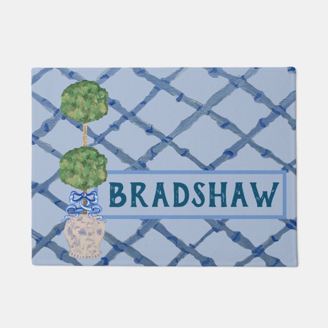 色彩の鮮やかChinoiserie Ginger Jars Jar ドアマット (正面)