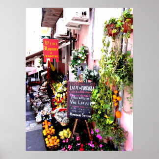 色彩の鮮やかFruit Stand Sign in Sicilly ポスター