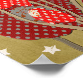 色彩の鮮やかPeacock & Peonies金ゴールドスターズ ポスター (角)