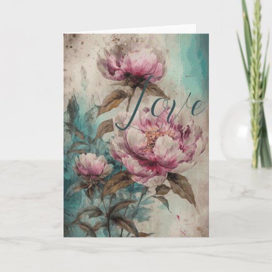 色彩の鮮やかPeonies - Greeting Card, Love Card サンキューカード (正面)