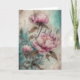 色彩の鮮やかPeonies - Greeting Card, Love Card サンキューカード