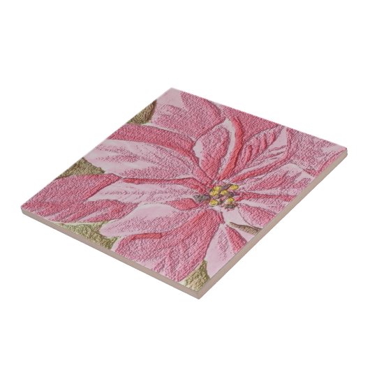 色彩の鮮やかPoinsettiaクリスマスフラワータイル タイル (側面)