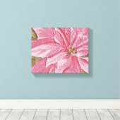 色彩の鮮やかPoinsettia Christmas Flower キャンバスプリント (インサイチュ (ウッドフロア))