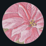 色彩の鮮やかPoinsettia Christmas Flower ラウンドシール<br><div class="desc">クリスマス絵画お祝い、挨拶、庭師の贈り物のための美しいピンクの花の写真のクリスマス。</div>