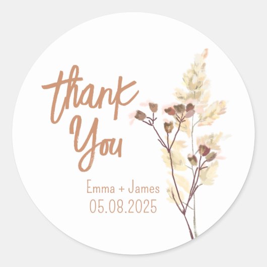 色彩の鮮やかWildflowers Thank You Sticker ラウンドシール (正面)