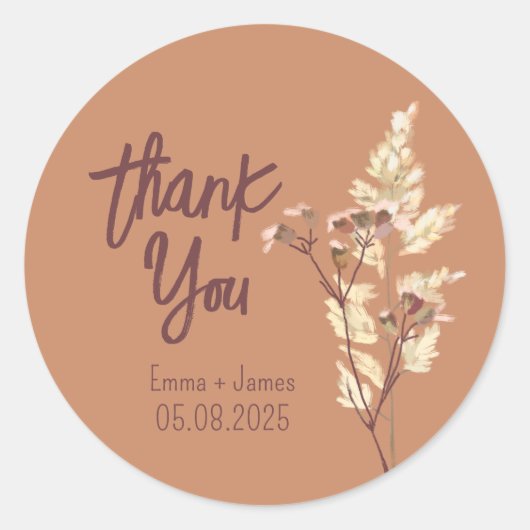 色彩の鮮やかWildflowers Thank You Sticker ラウンドシール (正面)