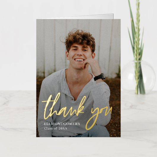 色彩の鮮やかWordFoil卒業サンキューカード 箔グリーティングカード (正面)