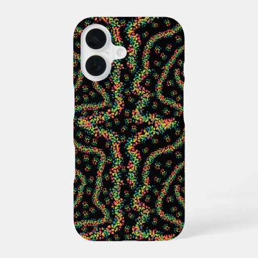 色彩豊かなスーラ様式の点描主義パターン iPhone 16ケース (裏面)