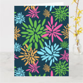 色彩豊かな花火の抽象的なデザインのグリーティングカード カード (黄色い花)