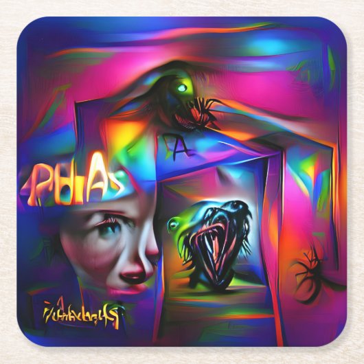 色恐怖症 スクエアペーパーコースター (正面)