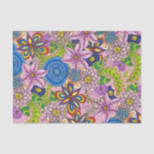 色数々のとりどりの可愛い手描き花と葉 薄葉紙 (正面)