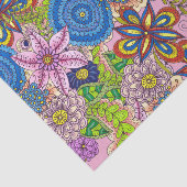 色数々のとりどりの可愛い手描き花と葉 薄葉紙 (詳細)