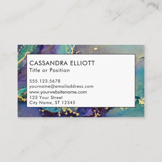色数々のと金ゴールドの抽象芸術液体芸術こんにちは 名刺 (裏面)