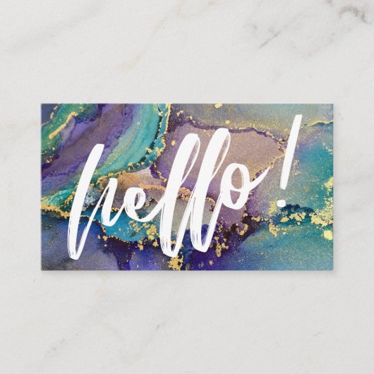 色数々のと金ゴールドの抽象芸術液体芸術こんにちは 名刺 (正面)