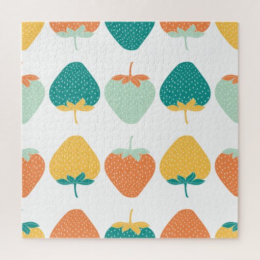 色数々ののイチゴ：ヴィンテージ果実模様。 ジグソーパズル (縦)