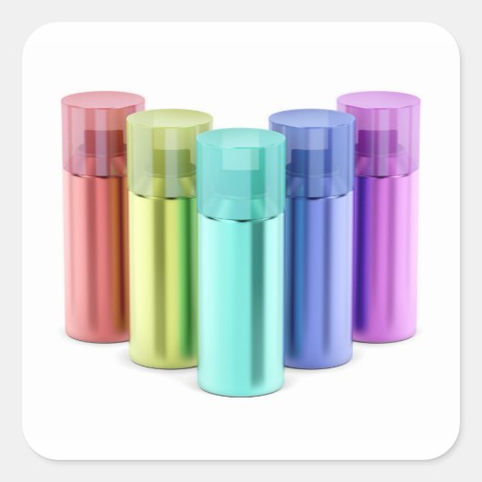 色数々ののエアゾール噴射缶 スクエアシール (正面)