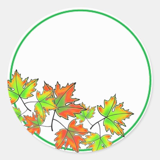 色数々ののカエデ葉ラ ラウンドシール (正面)