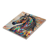 色数々ののステンドグラスのモザイク馬15 タイル (側面)