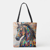 色数々ののステンドグラスのモザイク馬15 トートバッグ (裏面)