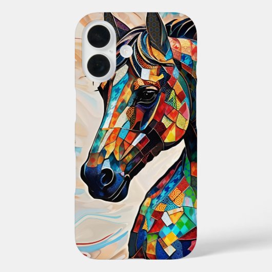 色数々ののステンドグラスのモザイク馬15 Case-Mate iPhoneケース (裏面)