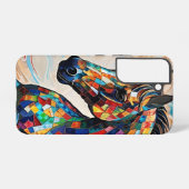 色数々ののステンドグラスのモザイク馬15 SAMSUNG GALAXYケース (裏面横)