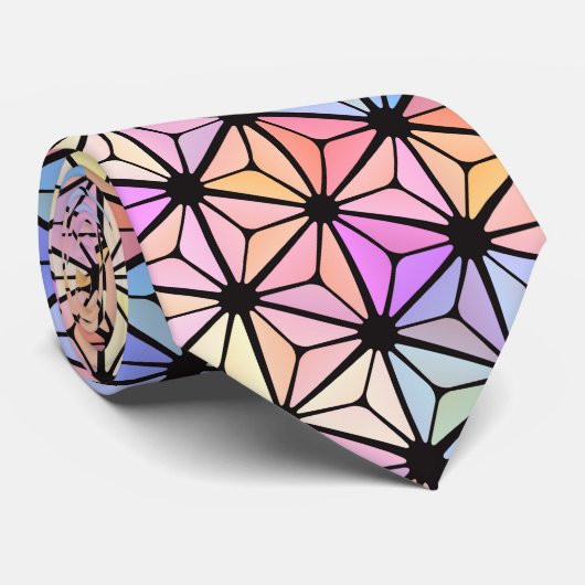 色数々ののステンドグラスの花 ネクタイ (ロール)