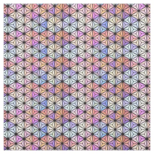 色数々ののステンドグラスの花 ファブリック (見本)