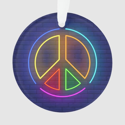 色数々ののネオン平和記号 オーナメント (正面)