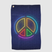 色数々ののネオン平和記号 ゴルフタオル (正面)