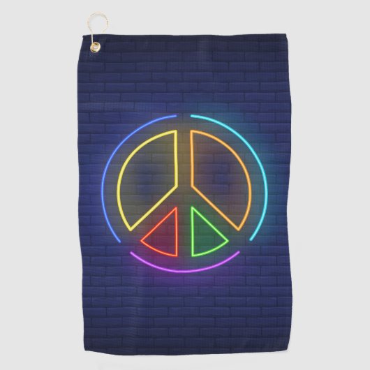 色数々ののネオン平和記号 ゴルフタオル (正面)