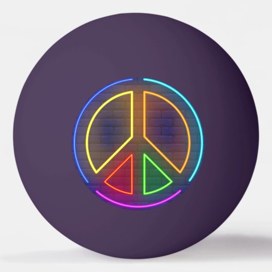 色数々ののネオン平和記号 卓球ボール (正面)