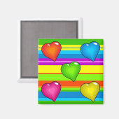 色数々ののハートとストライプ マグネット (正面/裏面)