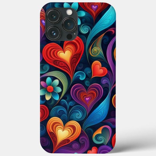 色数々ののハートと花 Case-Mate iPhoneケース (裏面)