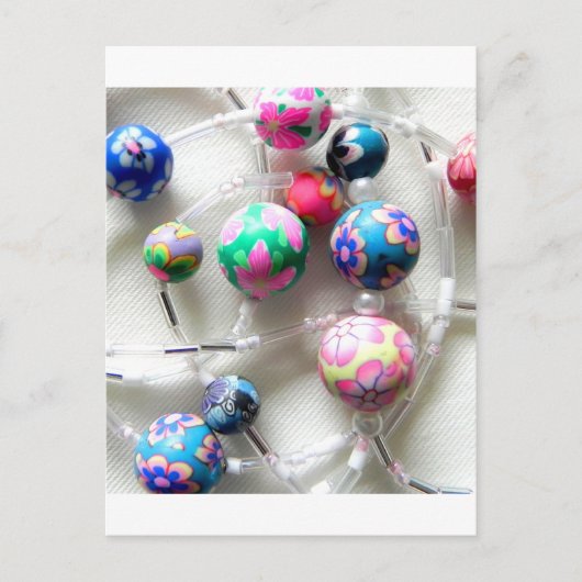 色数々ののビーズのネックレス ポストカード (正面)