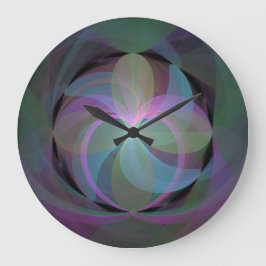 色数々ののフラクタル扇 ラージ壁時計