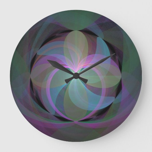 色数々ののフラクタル扇 ラージ壁時計 (正面)