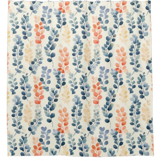 色数々ののユーカリ植物学 シャワーカーテン (正面)