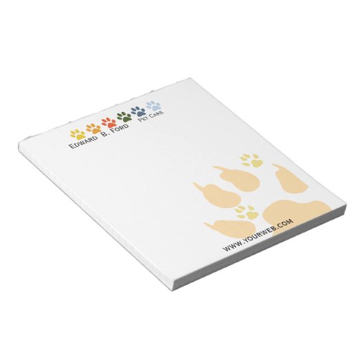 色数々のの付いた足のペットのア気にブル ノートパッド (アングル)